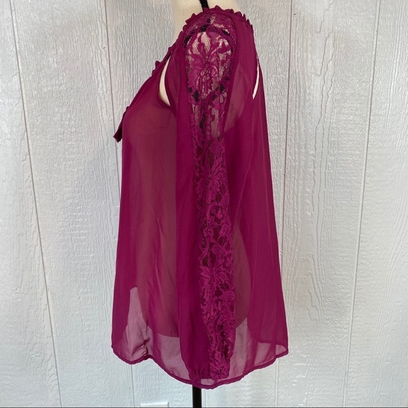 Jessica Simpson Sheer Purple Lace Blouse - Picture 8 of 11